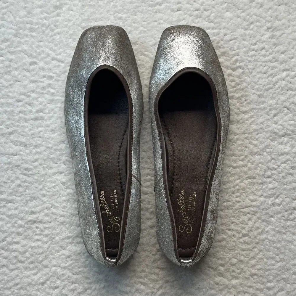Seychelles Flats Womens 8.5 Distressed Metallic Leather Ballet Minimalist Corp